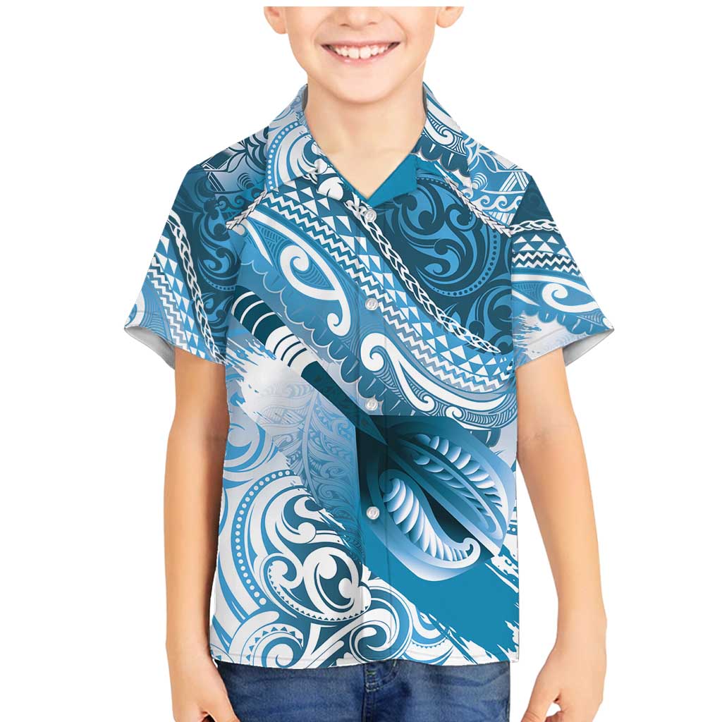 Personalised New Zealand Aotearoa Darts Masters Family Matching Mermaid Dress and Hawaiian Shirt Maori Art Tattoo with Tribal Dart Symbol Blue - Polynesian Pride