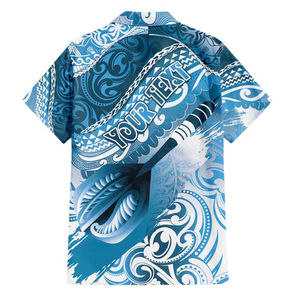 Personalised New Zealand Aotearoa Darts Masters Family Matching Off Shoulder Short Dress and Hawaiian Shirt Maori Art Tattoo with Tribal Dart Symbol Blue - Polynesian Pride