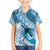 Personalised New Zealand Aotearoa Darts Masters Family Matching Off Shoulder Short Dress and Hawaiian Shirt Maori Art Tattoo with Tribal Dart Symbol Blue - Polynesian Pride