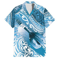 Personalised New Zealand Aotearoa Darts Masters Family Matching Summer Maxi Dress and Hawaiian Shirt Maori Art Tattoo with Tribal Dart Symbol Blue - Polynesian Pride