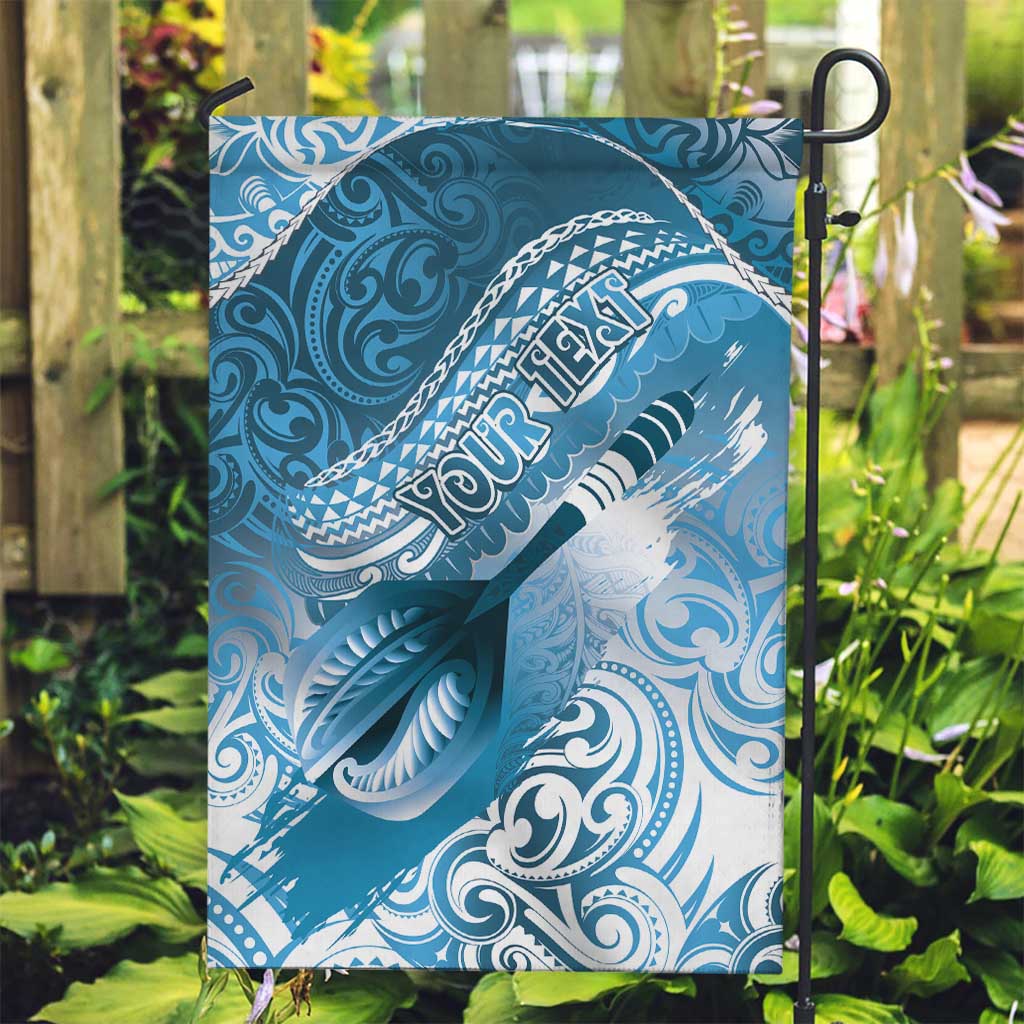 Personalised New Zealand Aotearoa Darts Masters Garden Flag Maori Art Tattoo with Tribal Dart Symbol Blue - Polynesian Pride