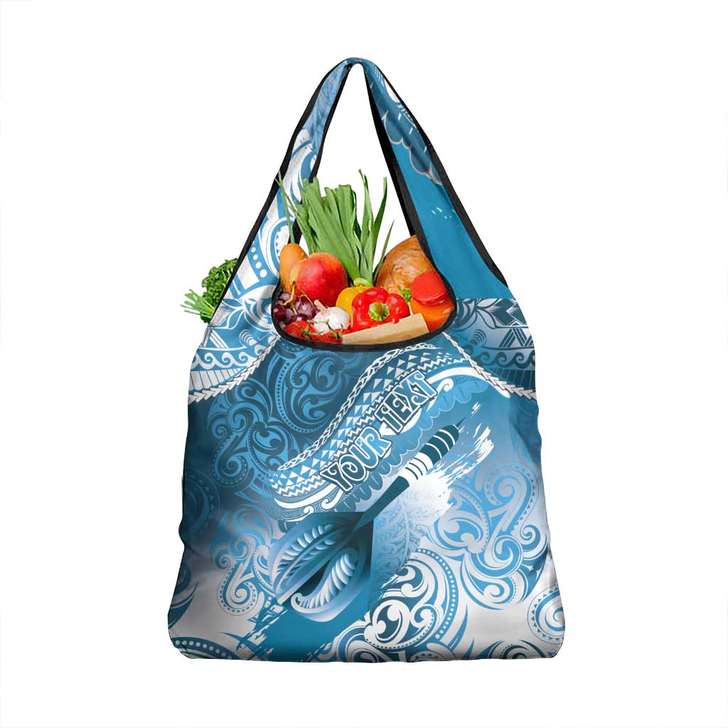 Personalised New Zealand Aotearoa Darts Masters Grocery Bag Maori Art Tattoo with Tribal Dart Symbol Blue - Polynesian Pride