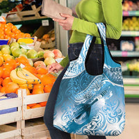 Personalised New Zealand Aotearoa Darts Masters Grocery Bag Maori Art Tattoo with Tribal Dart Symbol Blue - Polynesian Pride