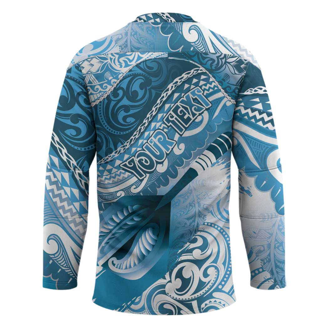 Personalised New Zealand Aotearoa Darts Masters Hockey Jersey Maori Art Tattoo with Tribal Dart Symbol Blue - Polynesian Pride