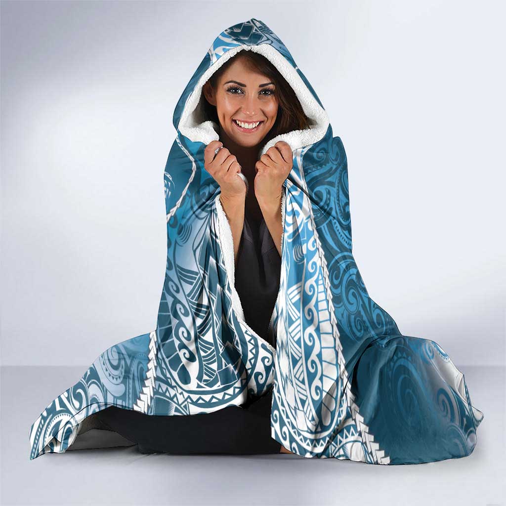 Personalised New Zealand Aotearoa Darts Masters Hooded Blanket Maori Art Tattoo with Tribal Dart Symbol Blue - Polynesian Pride