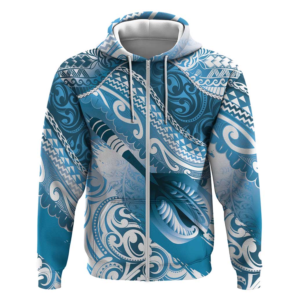 Personalised New Zealand Aotearoa Darts Masters Hoodie Maori Art Tattoo with Tribal Dart Symbol Blue - Polynesian Pride