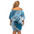 Personalised New Zealand Aotearoa Darts Masters Off Shoulder Short Dress Maori Art Tattoo with Tribal Dart Symbol Blue - Polynesian Pride