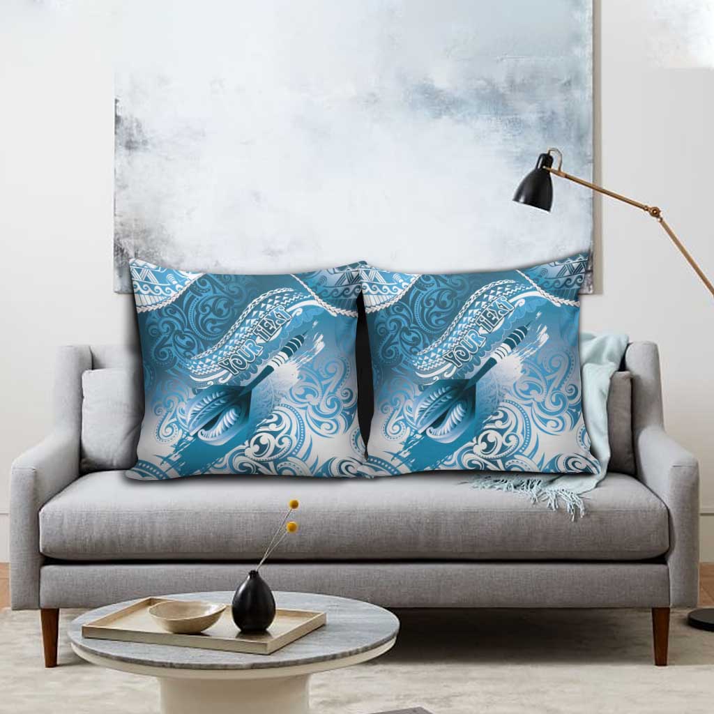 Personalised New Zealand Aotearoa Darts Masters Pillow Cover Maori Art Tattoo with Tribal Dart Symbol Blue - Polynesian Pride