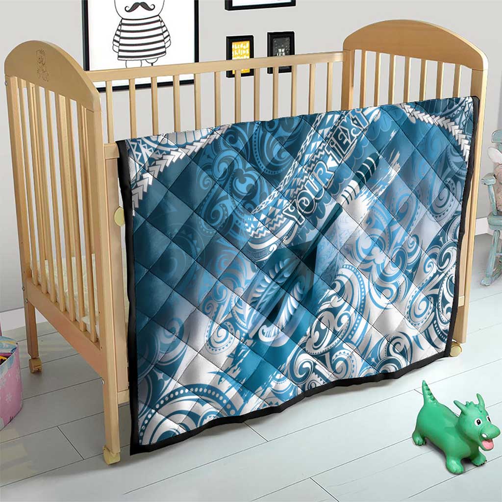 Personalised New Zealand Aotearoa Darts Masters Quilt Maori Art Tattoo with Tribal Dart Symbol Blue - Polynesian Pride