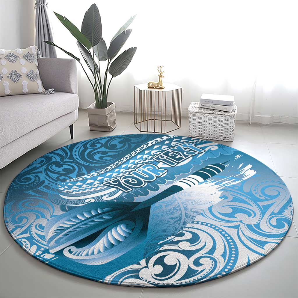 Personalised New Zealand Aotearoa Darts Masters Round Carpet Maori Art Tattoo with Tribal Dart Symbol Blue - Polynesian Pride