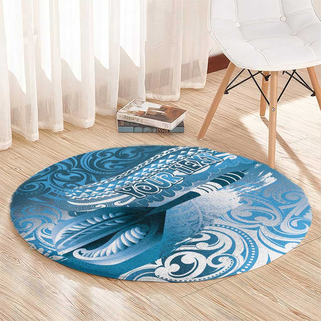 Personalised New Zealand Aotearoa Darts Masters Round Carpet Maori Art Tattoo with Tribal Dart Symbol Blue - Polynesian Pride