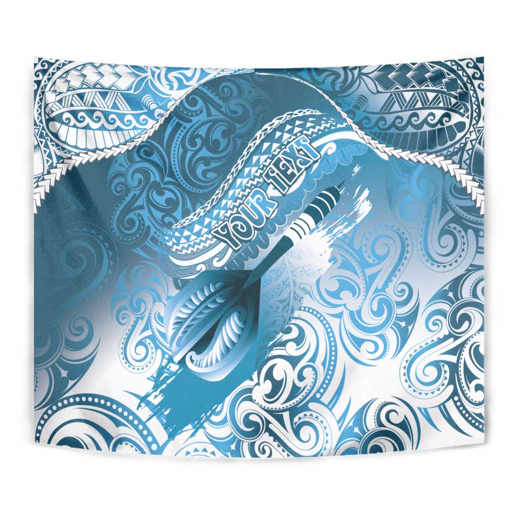 Personalised New Zealand Aotearoa Darts Masters Tapestry Maori Art Tattoo with Tribal Dart Symbol Blue - Polynesian Pride