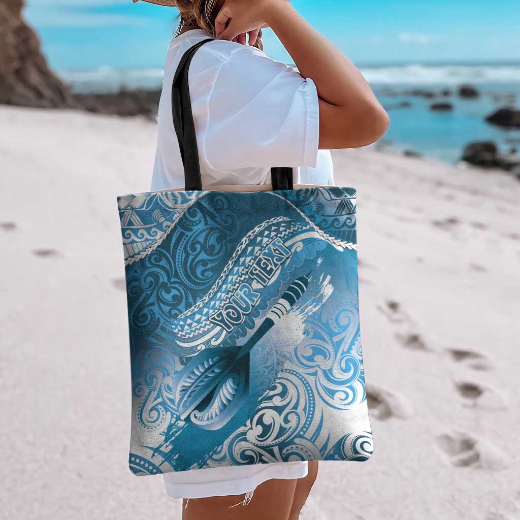 Personalised New Zealand Aotearoa Darts Masters Tote Bag Maori Art Tattoo with Tribal Dart Symbol Blue - Polynesian Pride