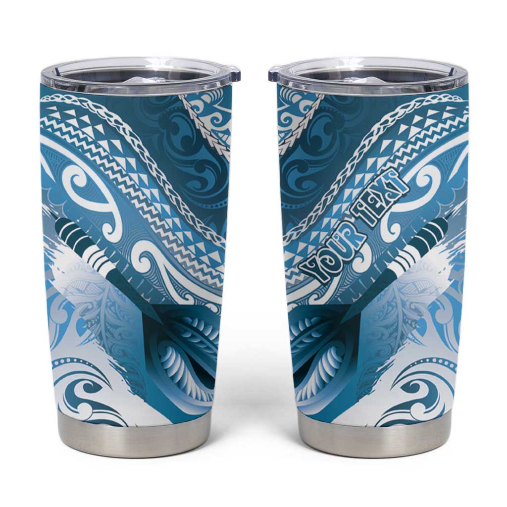 Personalised New Zealand Aotearoa Darts Masters Tumbler Cup Maori Art Tattoo with Tribal Dart Symbol Blue - Polynesian Pride