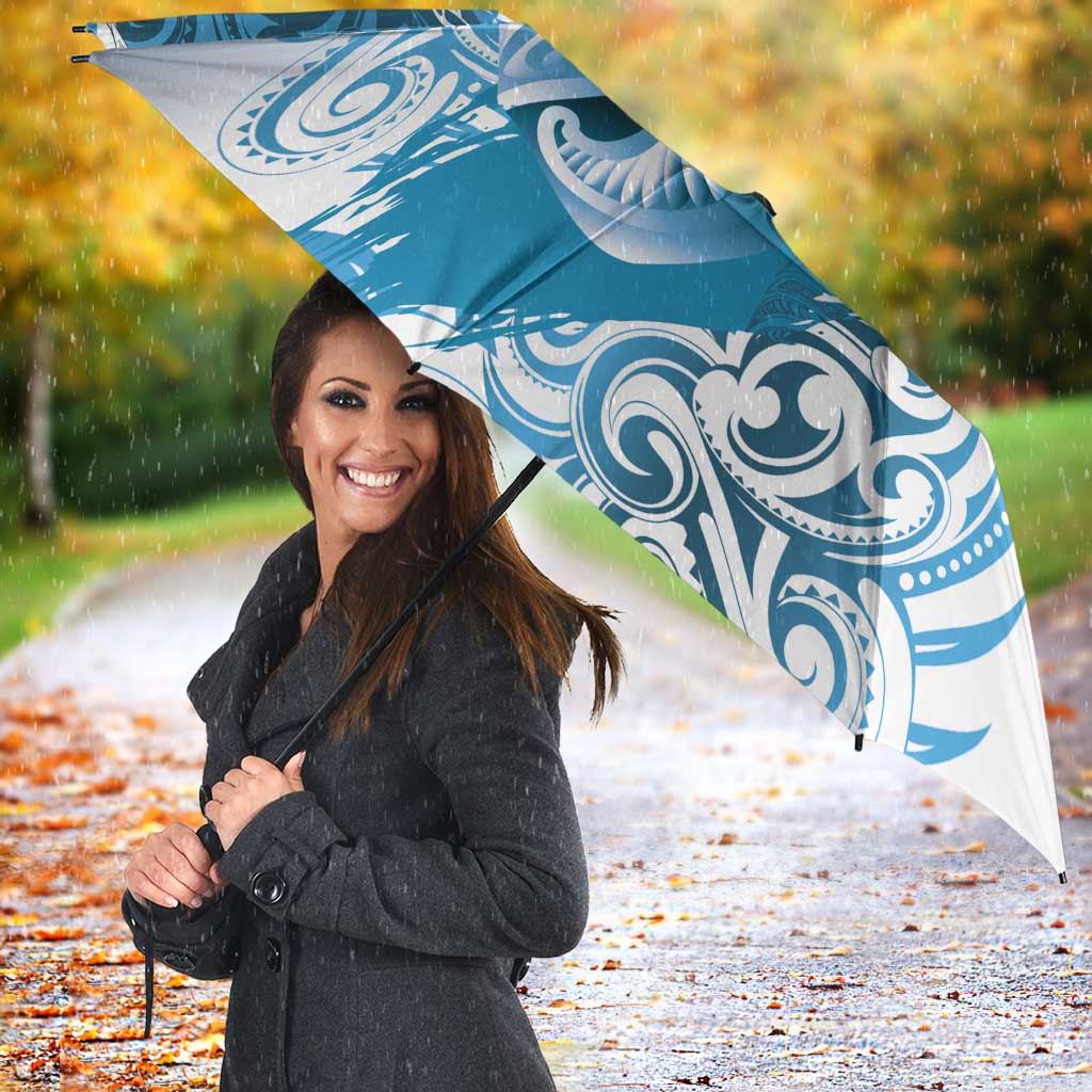 Personalised New Zealand Aotearoa Darts Masters Umbrella Maori Art Tattoo with Tribal Dart Symbol Blue - Polynesian Pride
