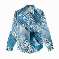 Personalised New Zealand Aotearoa Darts Masters Women Casual Shirt Maori Art Tattoo with Tribal Dart Symbol Blue - Polynesian Pride