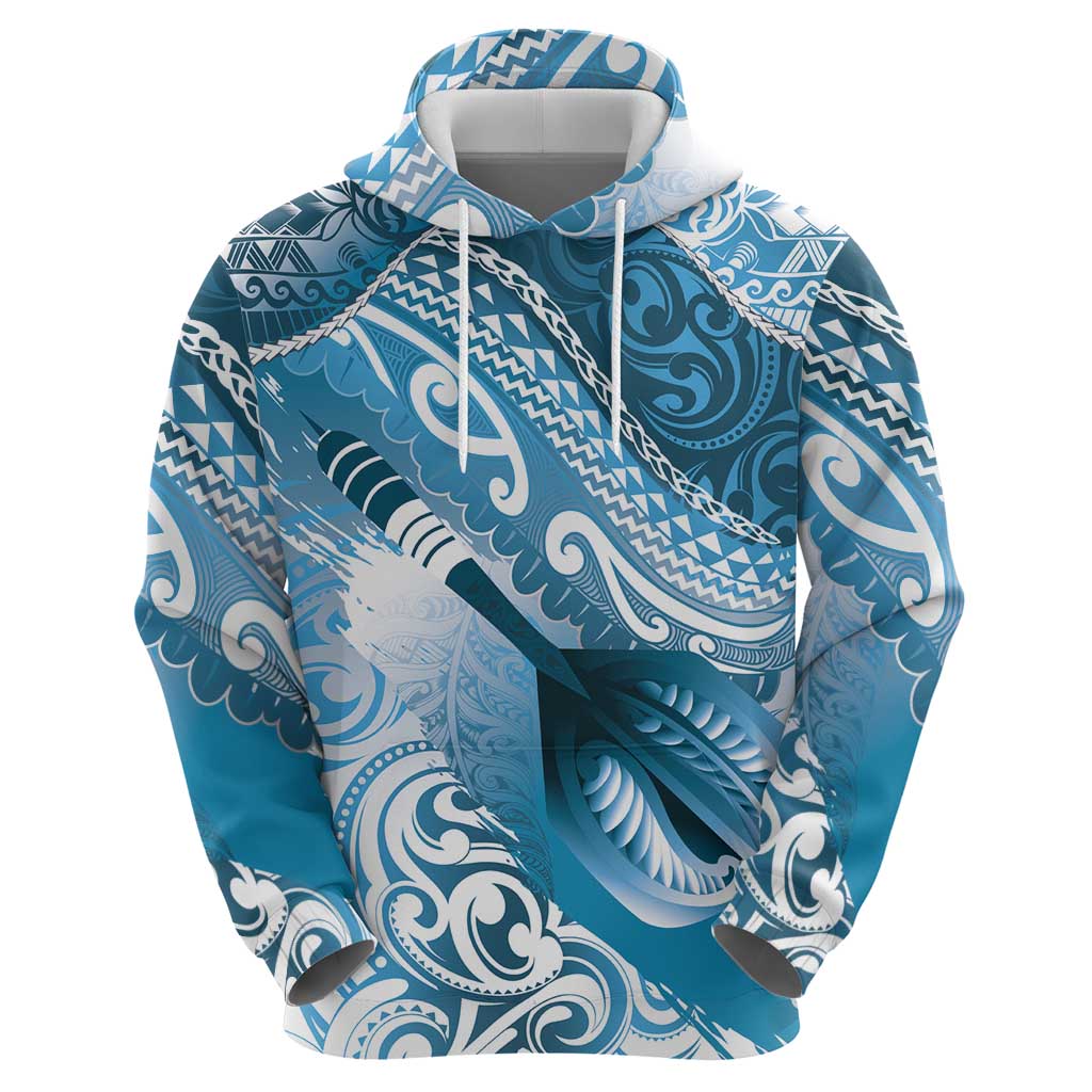 Personalised New Zealand Aotearoa Darts Masters Zip Hoodie Maori Art Tattoo with Tribal Dart Symbol Blue - Polynesian Pride