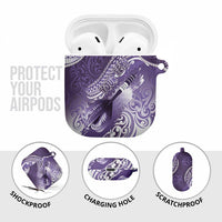 Personalised New Zealand Aotearoa Darts Masters AirPods Case Maori Art Tattoo with Tribal Dart Symbol Purple - Polynesian Pride