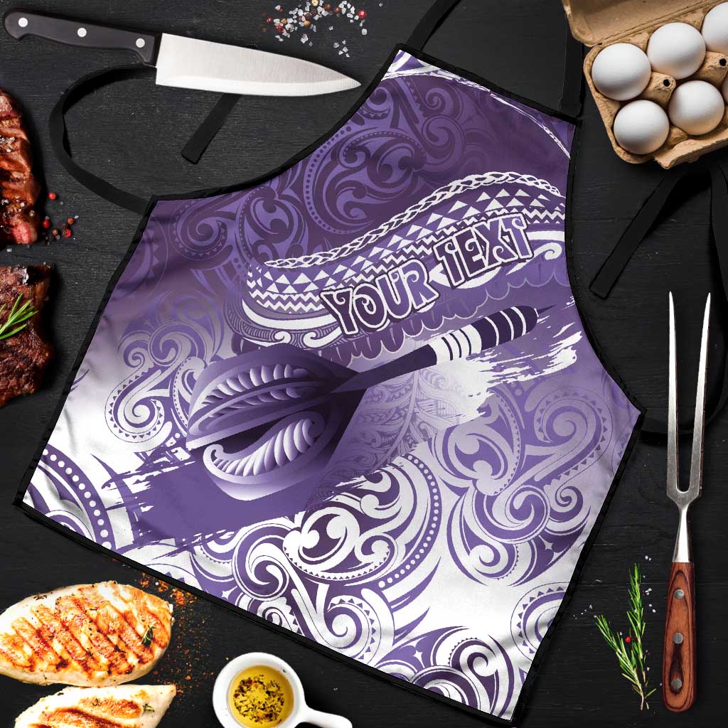 Personalised New Zealand Aotearoa Darts Masters Apron Maori Art Tattoo with Tribal Dart Symbol Purple - Polynesian Pride