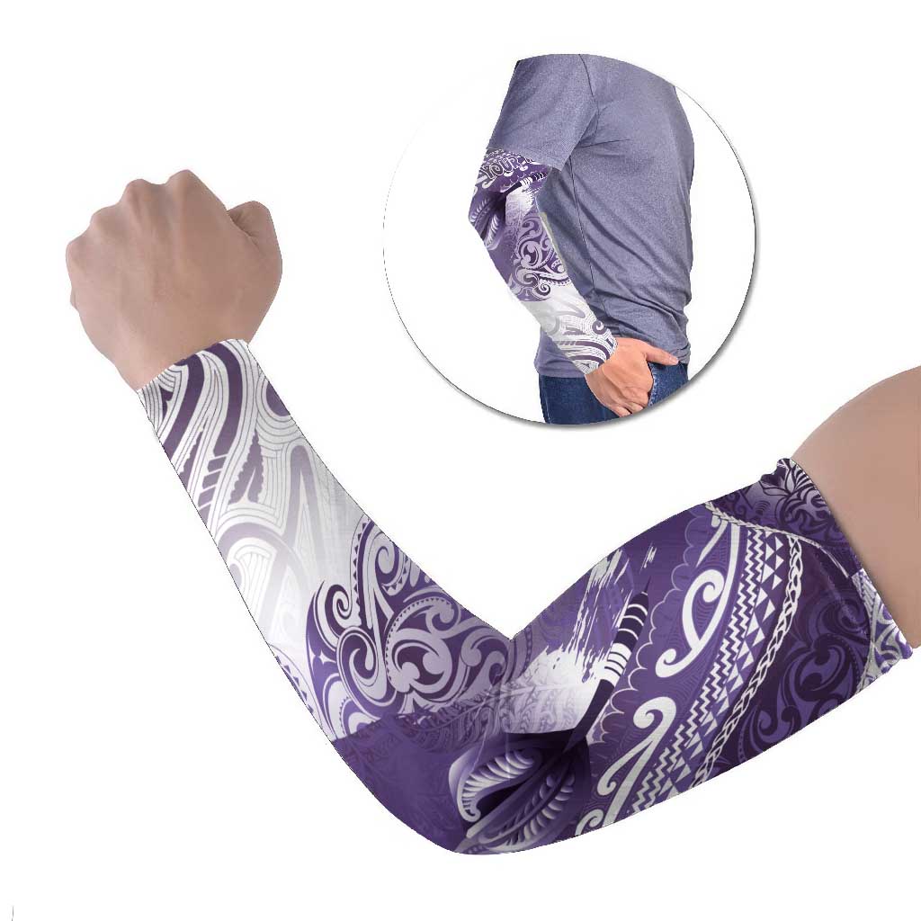 Personalised New Zealand Aotearoa Darts Masters Arm Sleeves Maori Art Tattoo with Tribal Dart Symbol Purple - Polynesian Pride