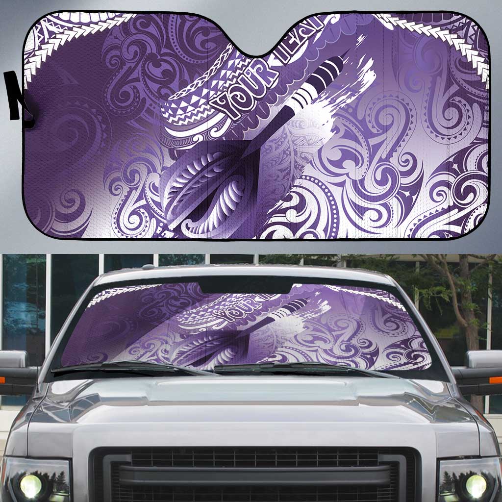 Personalised New Zealand Aotearoa Darts Masters Auto Sun Shade Maori Art Tattoo with Tribal Dart Symbol Purple - Polynesian Pride