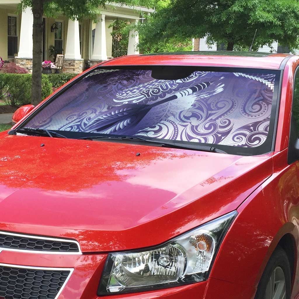 Personalised New Zealand Aotearoa Darts Masters Auto Sun Shade Maori Art Tattoo with Tribal Dart Symbol Purple - Polynesian Pride