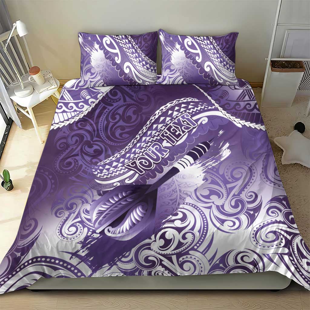 Personalised New Zealand Aotearoa Darts Masters Bedding Set Maori Art Tattoo with Tribal Dart Symbol Purple - Polynesian Pride