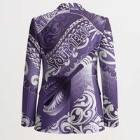 Personalised New Zealand Aotearoa Darts Masters Blazer Maori Art Tattoo with Tribal Dart Symbol Purple - Polynesian Pride