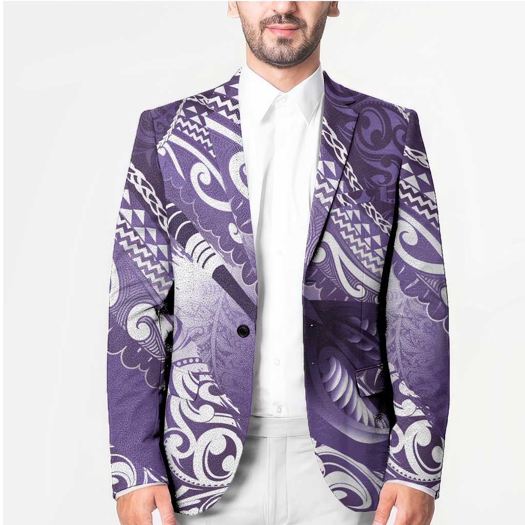 Personalised New Zealand Aotearoa Darts Masters Blazer Maori Art Tattoo with Tribal Dart Symbol Purple - Polynesian Pride