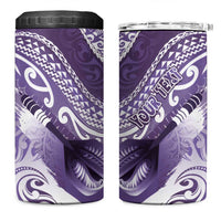 Personalised New Zealand Aotearoa Darts Masters 4 in 1 Can Cooler Tumbler Maori Art Tattoo with Tribal Dart Symbol Purple - Polynesian Pride