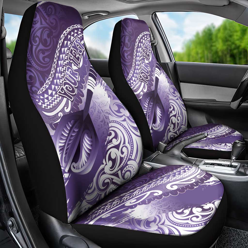 Personalised New Zealand Aotearoa Darts Masters Car Seat Cover Maori Art Tattoo with Tribal Dart Symbol Purple - Polynesian Pride