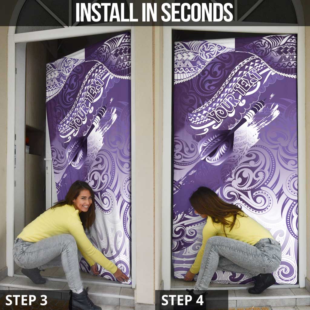 Personalised New Zealand Aotearoa Darts Masters Door Cover Maori Art Tattoo with Tribal Dart Symbol Purple - Polynesian Pride