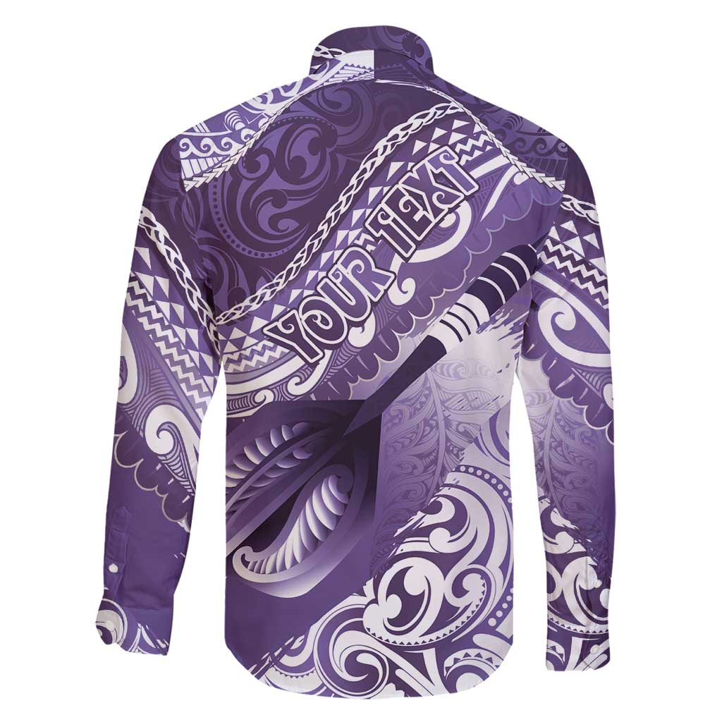 Personalised New Zealand Aotearoa Darts Masters Family Matching Off Shoulder Maxi Dress and Hawaiian Shirt Maori Art Tattoo with Tribal Dart Symbol Purple - Polynesian Pride