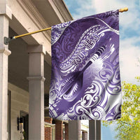 Personalised New Zealand Aotearoa Darts Masters Garden Flag Maori Art Tattoo with Tribal Dart Symbol Purple - Polynesian Pride