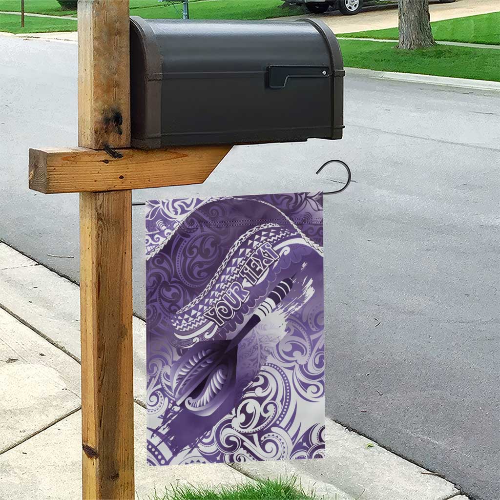 Personalised New Zealand Aotearoa Darts Masters Garden Flag Maori Art Tattoo with Tribal Dart Symbol Purple - Polynesian Pride