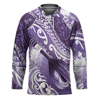 Personalised New Zealand Aotearoa Darts Masters Hockey Jersey Maori Art Tattoo with Tribal Dart Symbol Purple - Polynesian Pride