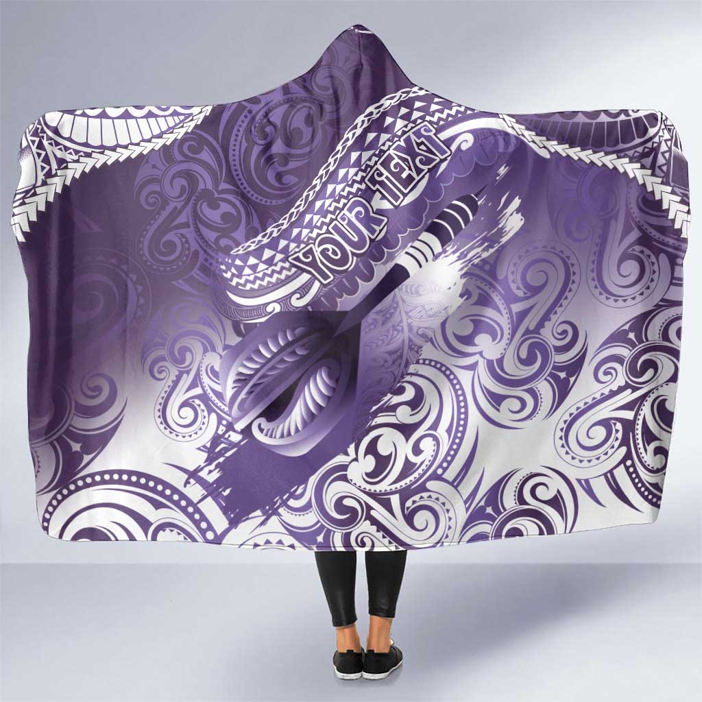 Personalised New Zealand Aotearoa Darts Masters Hooded Blanket Maori Art Tattoo with Tribal Dart Symbol Purple - Polynesian Pride
