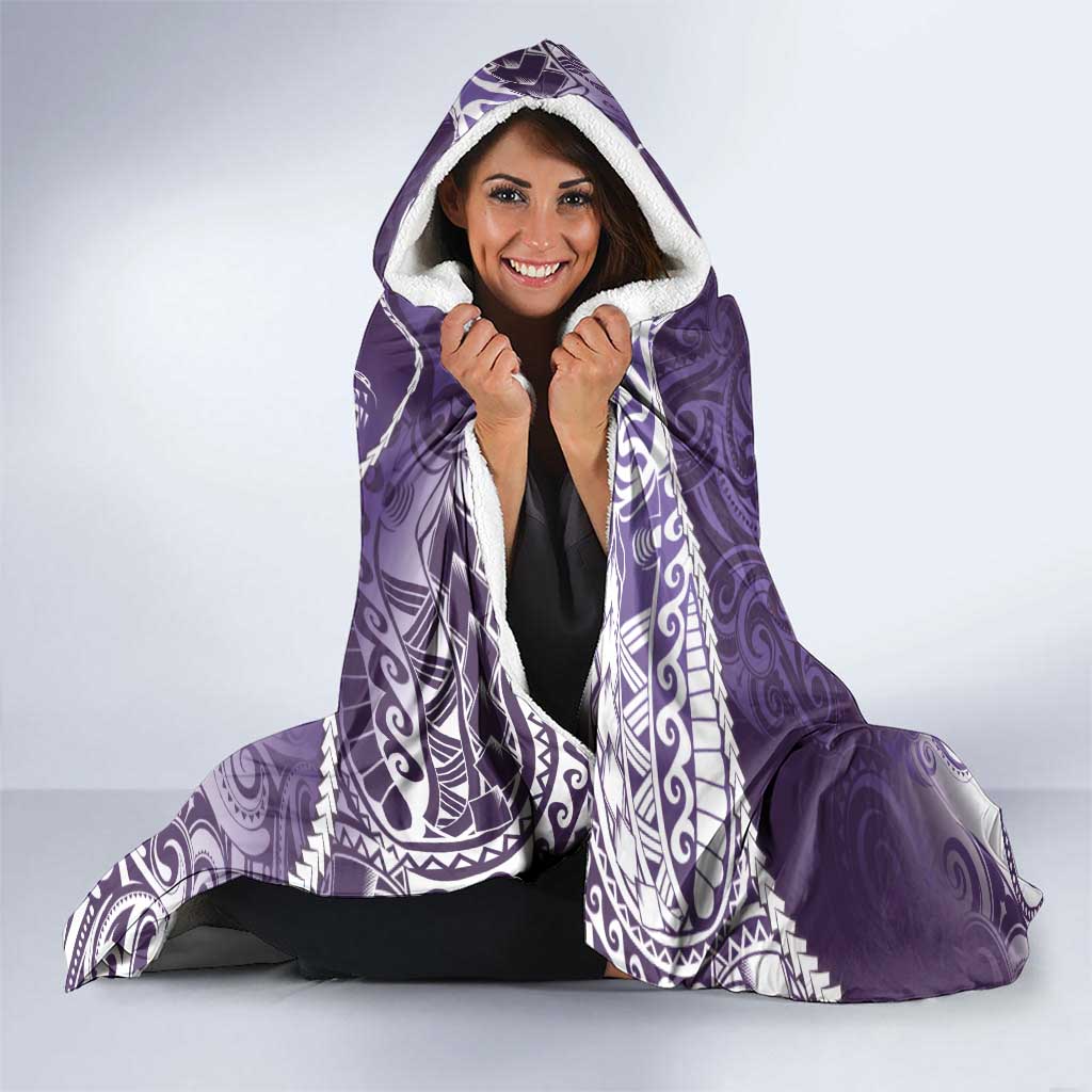 Personalised New Zealand Aotearoa Darts Masters Hooded Blanket Maori Art Tattoo with Tribal Dart Symbol Purple - Polynesian Pride