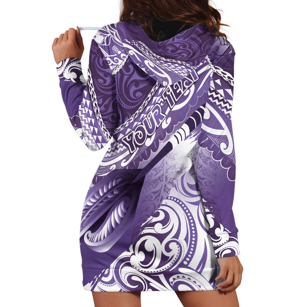 Personalised New Zealand Aotearoa Darts Masters Hoodie Dress Maori Art Tattoo with Tribal Dart Symbol Purple - Polynesian Pride