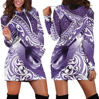 Personalised New Zealand Aotearoa Darts Masters Hoodie Dress Maori Art Tattoo with Tribal Dart Symbol Purple - Polynesian Pride