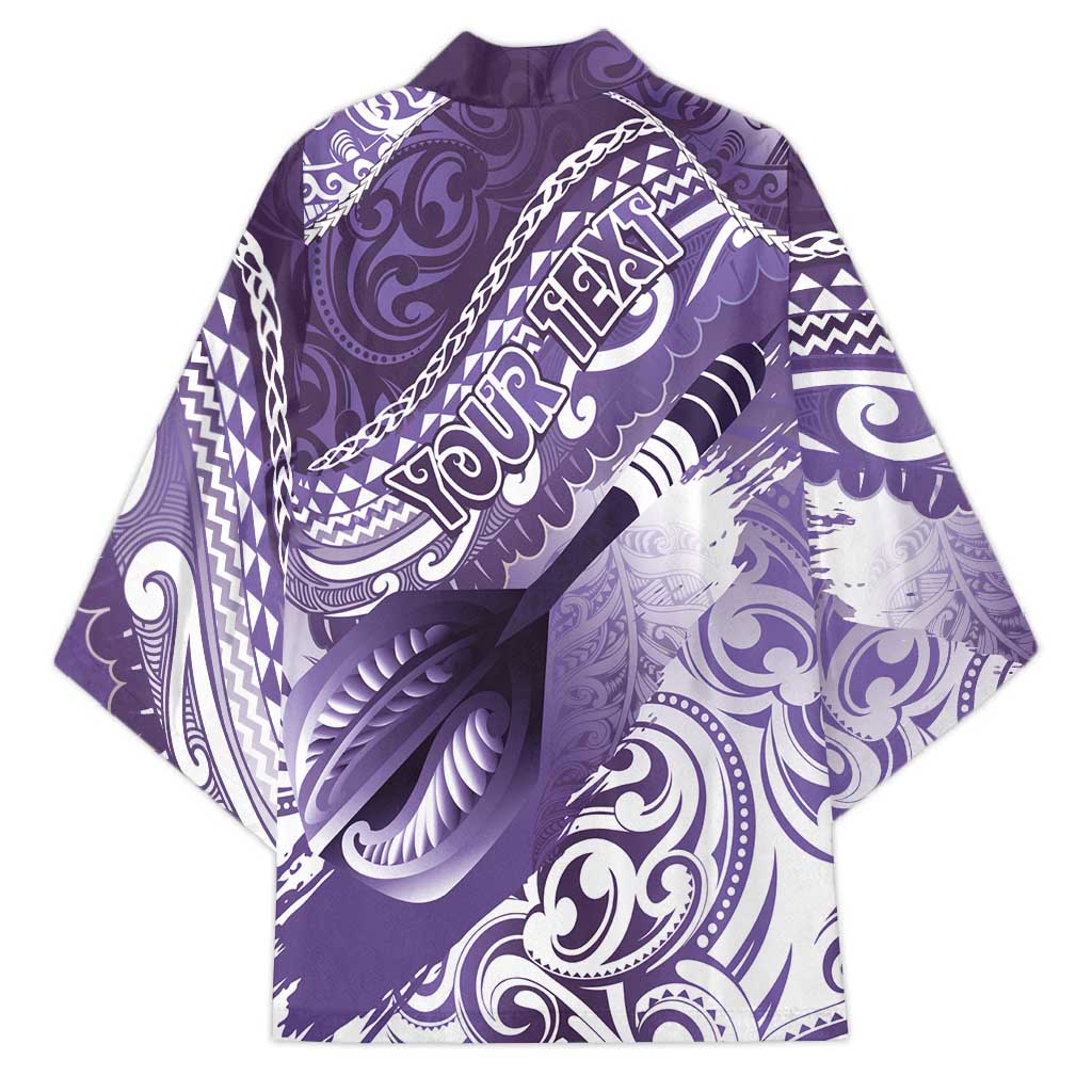 Personalised New Zealand Aotearoa Darts Masters Kimono Maori Art Tattoo with Tribal Dart Symbol Purple - Polynesian Pride