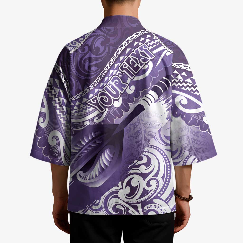 Personalised New Zealand Aotearoa Darts Masters Kimono Maori Art Tattoo with Tribal Dart Symbol Purple - Polynesian Pride