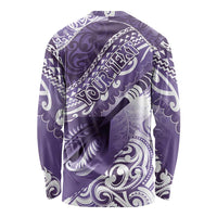 Personalised New Zealand Aotearoa Darts Masters Long Sleeve Shirt Maori Art Tattoo with Tribal Dart Symbol Purple - Polynesian Pride