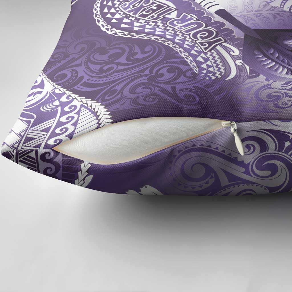 Personalised New Zealand Aotearoa Darts Masters Pillow Cover Maori Art Tattoo with Tribal Dart Symbol Purple - Polynesian Pride