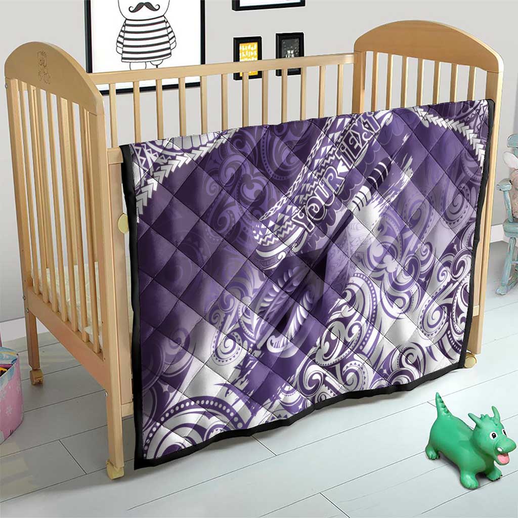 Personalised New Zealand Aotearoa Darts Masters Quilt Maori Art Tattoo with Tribal Dart Symbol Purple - Polynesian Pride