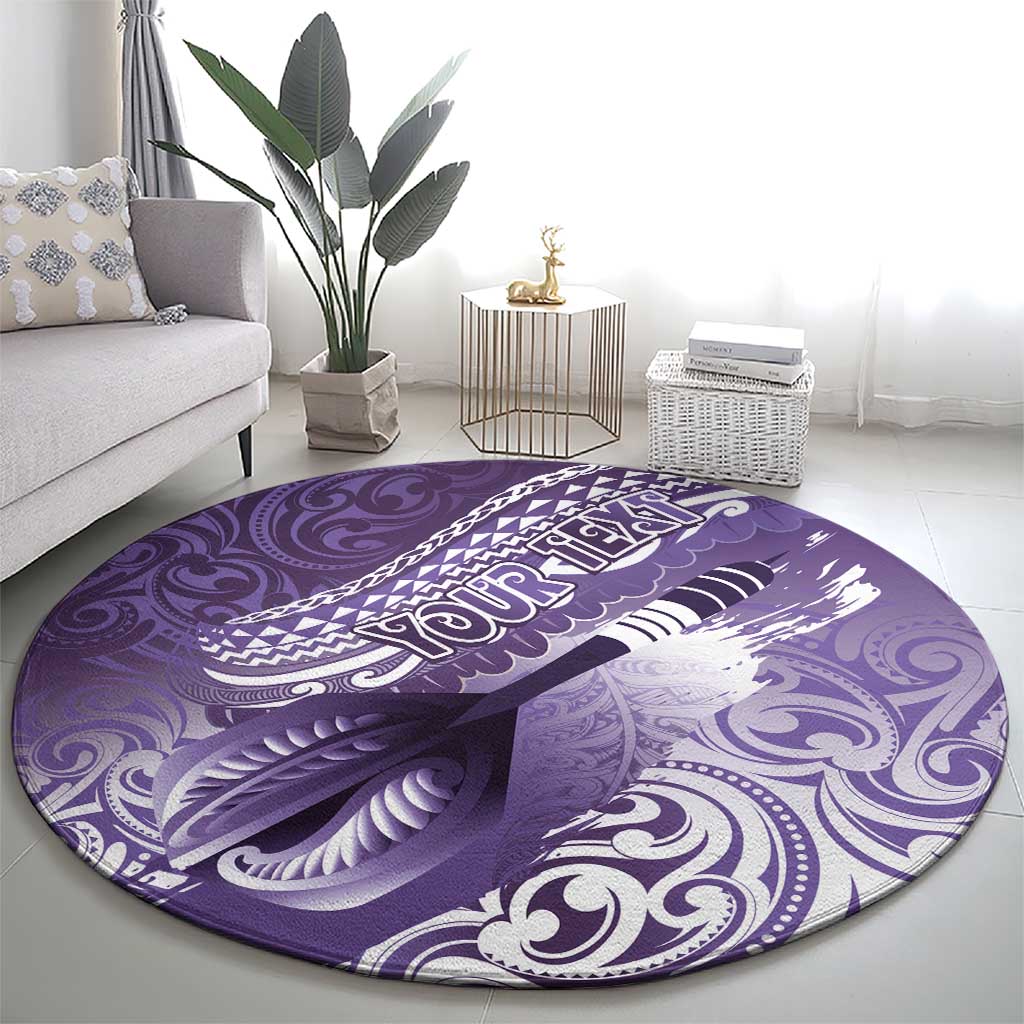 Personalised New Zealand Aotearoa Darts Masters Round Carpet Maori Art Tattoo with Tribal Dart Symbol Purple - Polynesian Pride