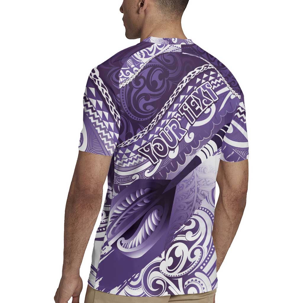 Personalised New Zealand Aotearoa Darts Masters Rugby Jersey Maori Art Tattoo with Tribal Dart Symbol Purple - Polynesian Pride