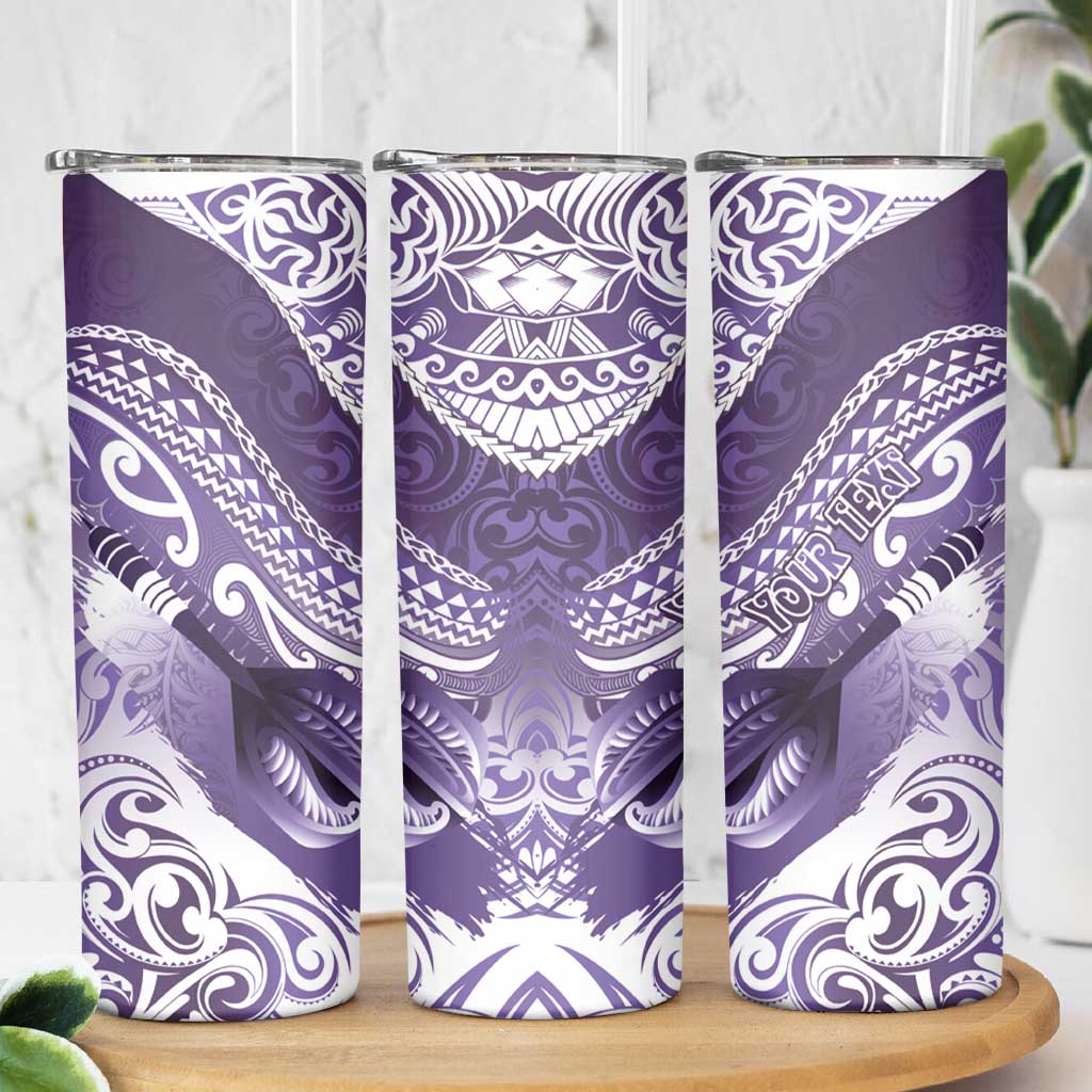 Personalised New Zealand Aotearoa Darts Masters Skinny Tumbler Maori Art Tattoo with Tribal Dart Symbol Purple - Polynesian Pride