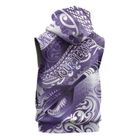 Personalised New Zealand Aotearoa Darts Masters Sleeveless Hoodie Maori Art Tattoo with Tribal Dart Symbol Purple - Polynesian Pride