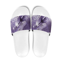 Personalised New Zealand Aotearoa Darts Masters Slide Sandals Maori Art Tattoo with Tribal Dart Symbol Purple - Polynesian Pride